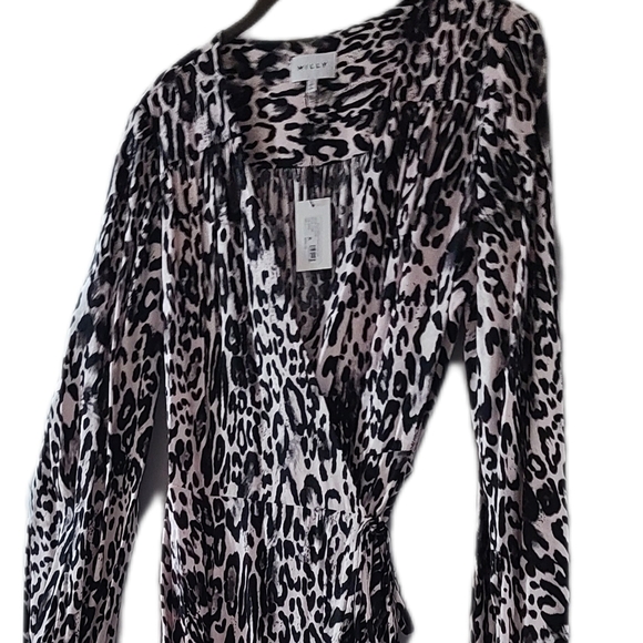 Milly NWT Wrap GINA Animal Print Adjustable Black Long sleeve Dress LG - Picture 5 of 13